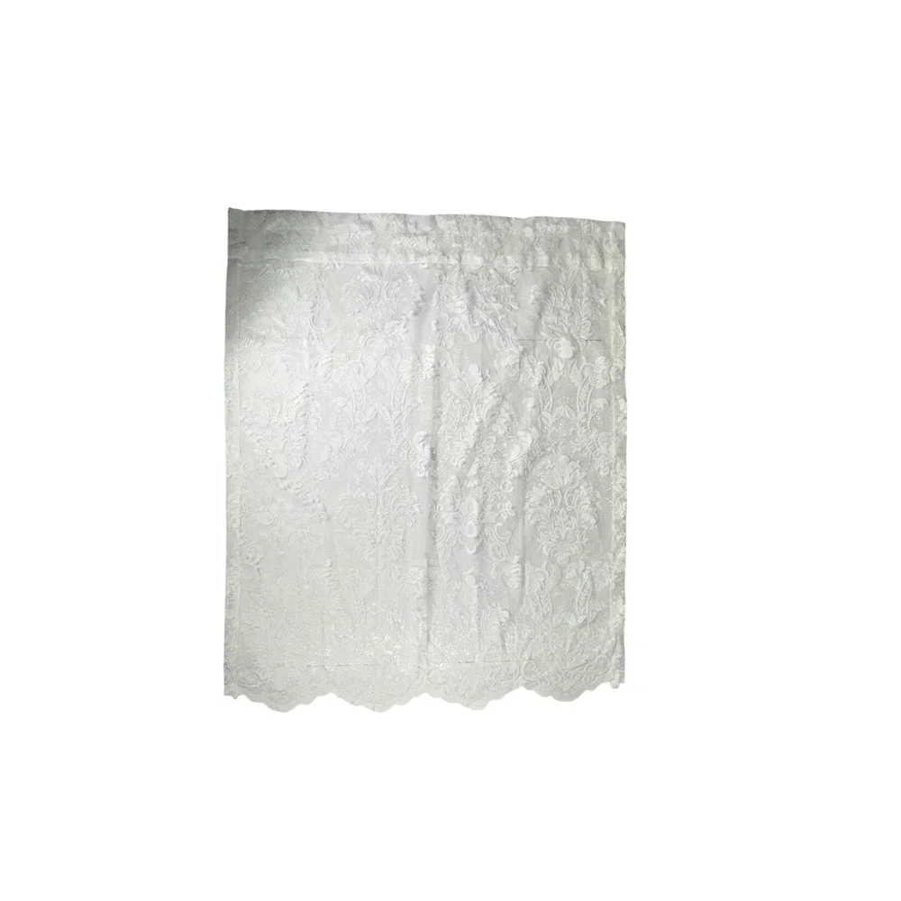 Large Vintage Lot Sheer Lace Valances Short Curtains White 12 Panels Scalloped